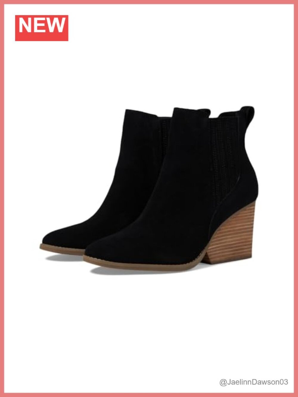 TOMS Chelsea Wedge Boot Suede Ankle Bootie Pull-On 3" Heel